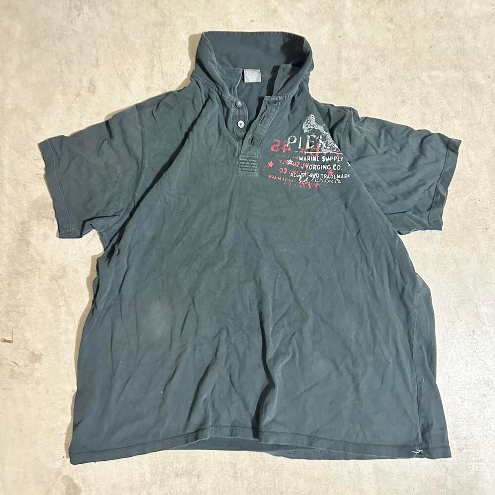 Y2K Merona Collared Tee XL | Black & Red | Marine Supply